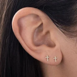 Diamond Cross Earrings