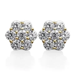Diamond Flower Cluster Studs