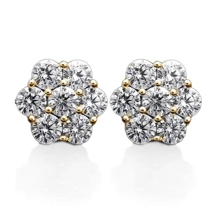 Diamond Flower Cluster Studs