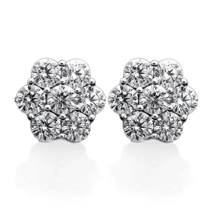 Diamond Flower Cluster Studs