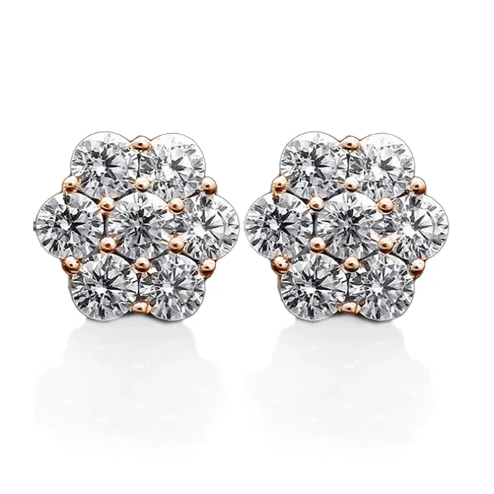 Diamond Flower Cluster Studs