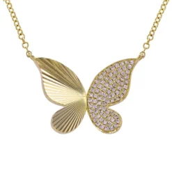 Diamond Fluted Butterfly Necklace