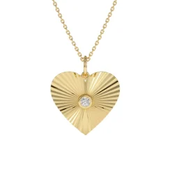 Diamond Fluted Heart Necklace