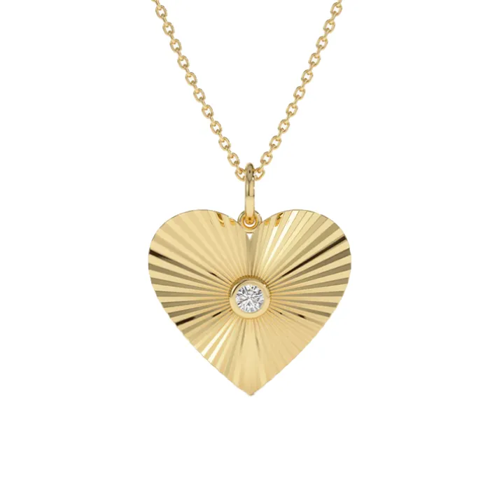 Diamond Fluted Heart Necklace