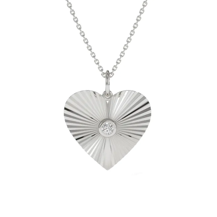 Diamond Fluted Heart Necklace