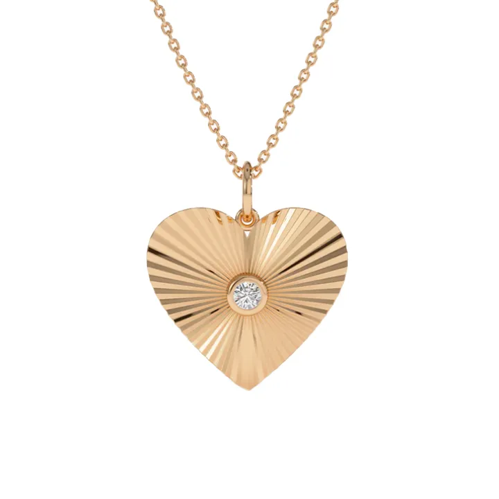 Diamond Fluted Heart Necklace