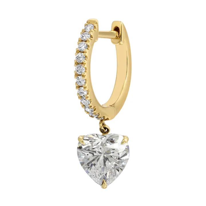 Diamond Heart Drop Huggies