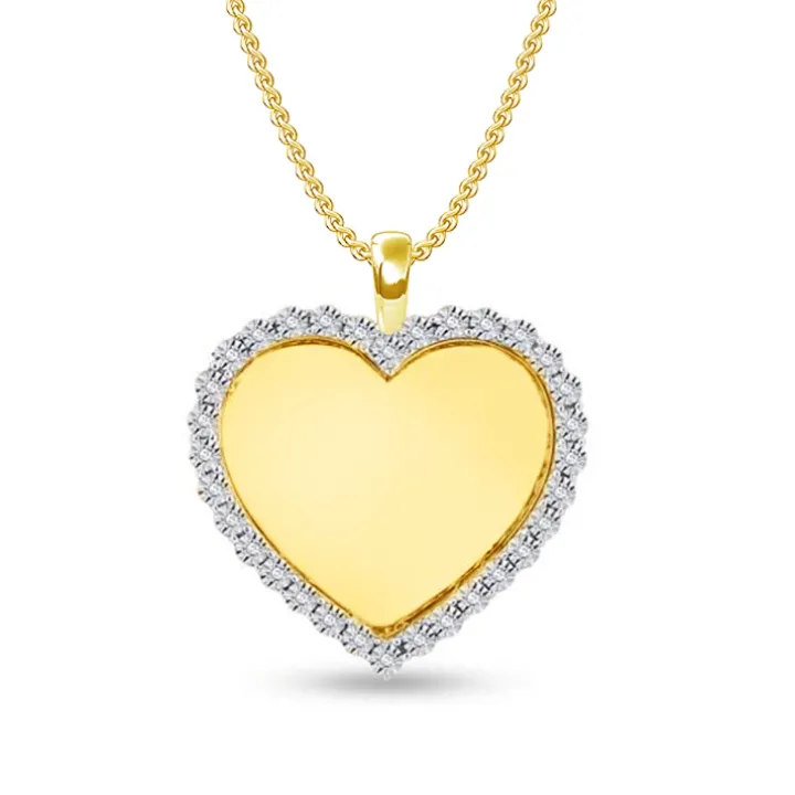 Diamond Heart Shaped Memorial Photo Necklace