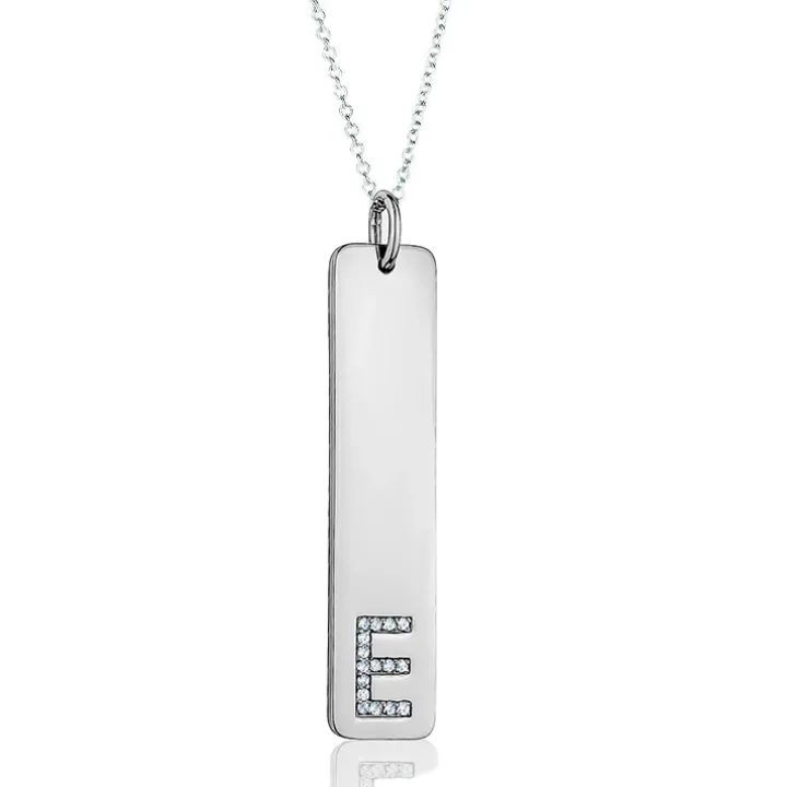 Diamond Initial Bar Pendant