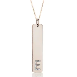 Diamond Initial Bar Pendant