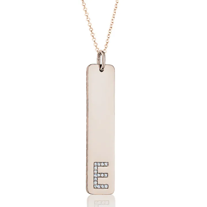 Diamond Initial Bar Pendant