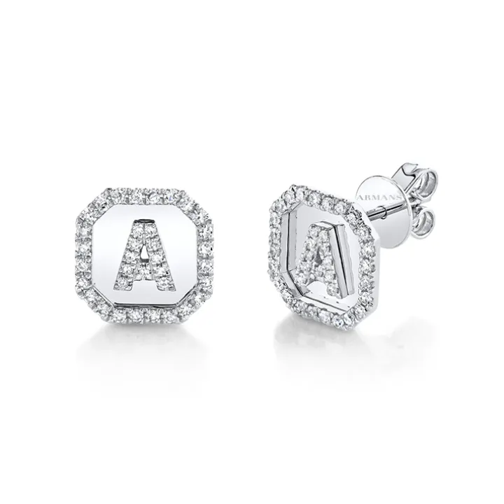 Diamond Initial Nameplate Earrings