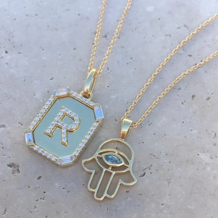 Diamond Initial Nameplate Necklace