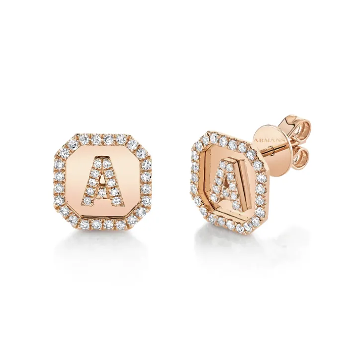 Diamond Initial Nameplate Earrings