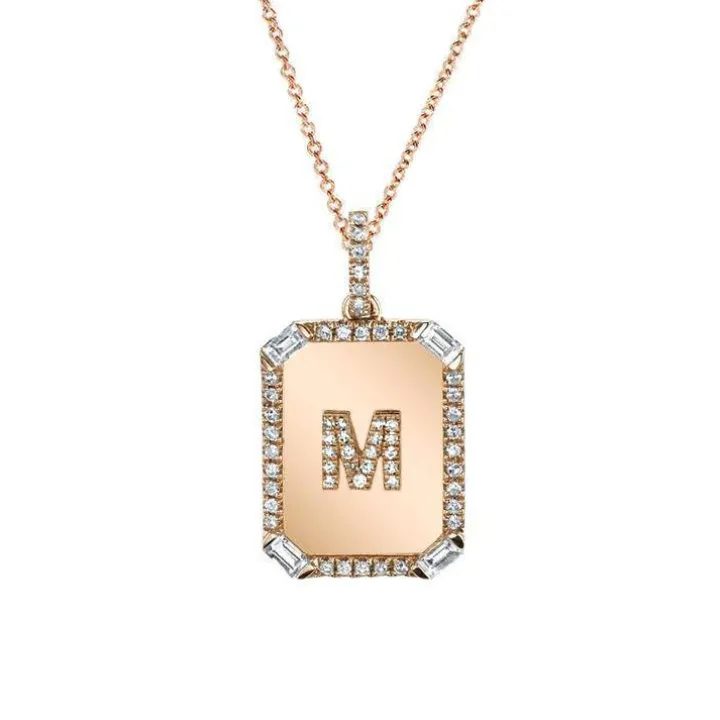 Diamond Initial Nameplate Necklace