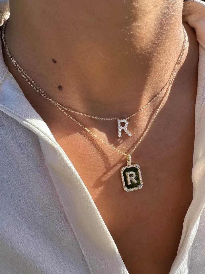 Diamond Initial Nameplate Necklace