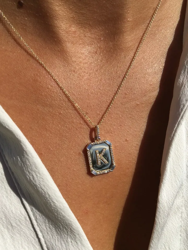 Diamond Initial Nameplate Necklace