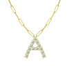 Diamond Initial Pendant with Paperclip Chain