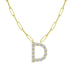 Diamond Initial Pendant with Paperclip Chain