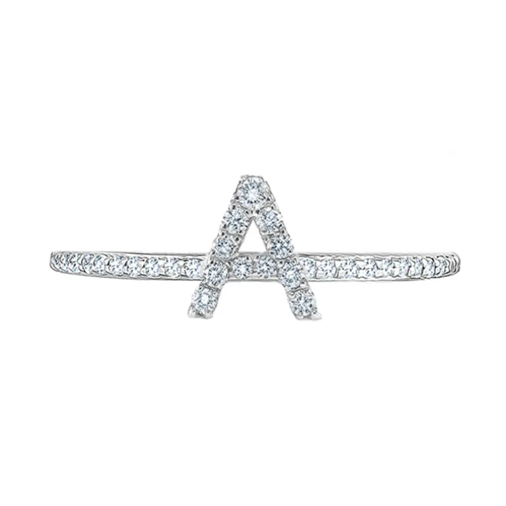 Diamond Initial Ring with Diamond Band