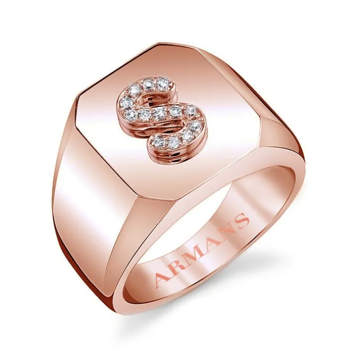 Diamond Initial Signet Ring