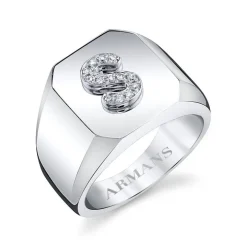 Diamond Initial Signet Ring