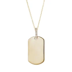 Diamond Link Dog Tag Necklace