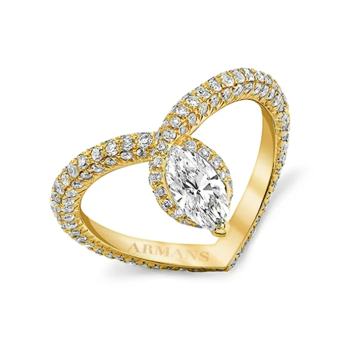 Diamond Marquise Heart Shaped Ring