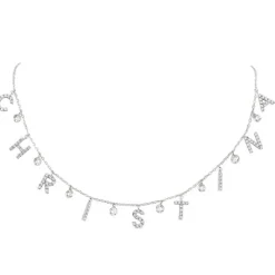 Diamond Name Necklace with Diamond Drops