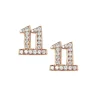 Diamond Number Stud Earrings