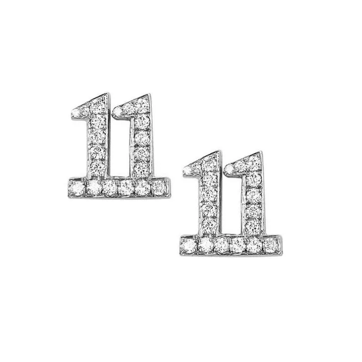 Diamond Number Stud Earrings