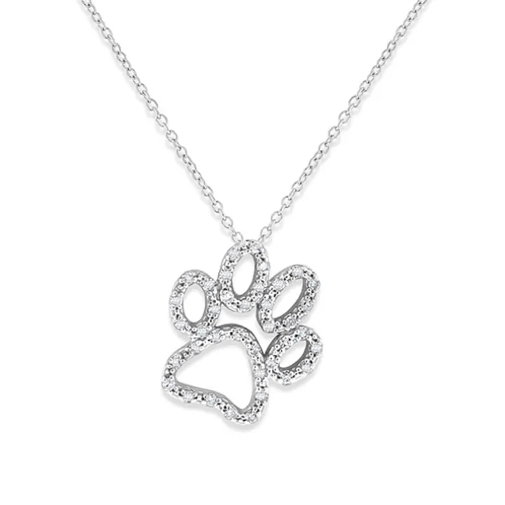 Diamond Paw Print Necklace