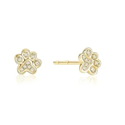 Diamond Paw Print Stud