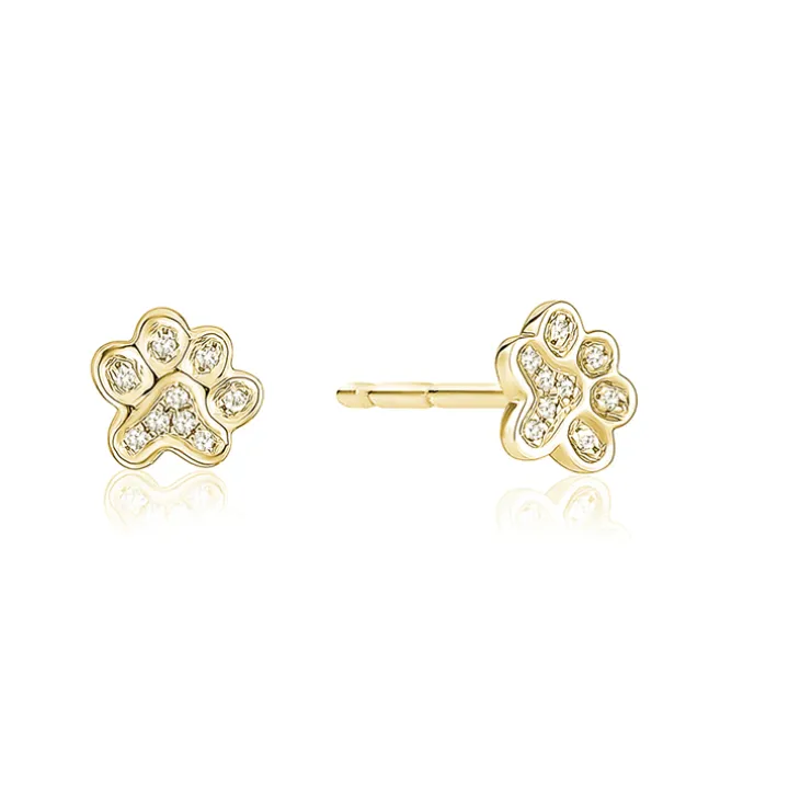 Diamond Paw Print Stud