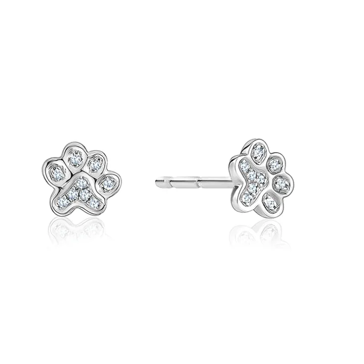 Diamond Paw Print Stud