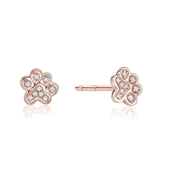 Diamond Paw Print Stud