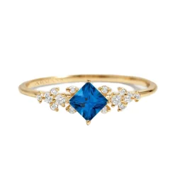 Diamond Petal Blue Sapphire Ring