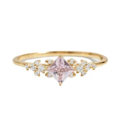 Diamond Petal Pale Pink Sapphire Ring
