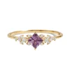 Diamond Petal Purple Sapphire Ring