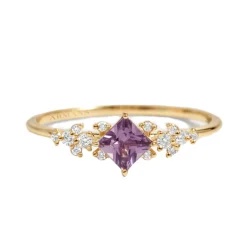 Diamond Petal Purple Sapphire Ring