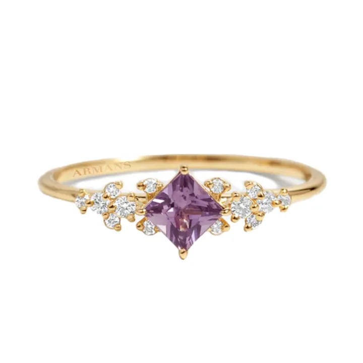 Diamond Petal Purple Sapphire Ring