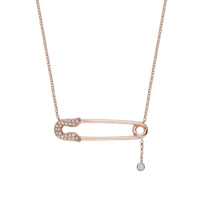 Diamond Safety Pin Pendant