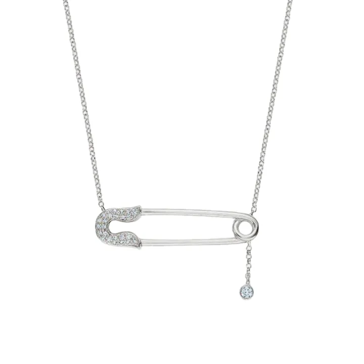 Diamond Safety Pin Pendant