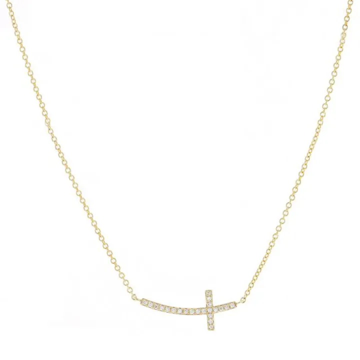 Diamond Sideways Cross Necklace