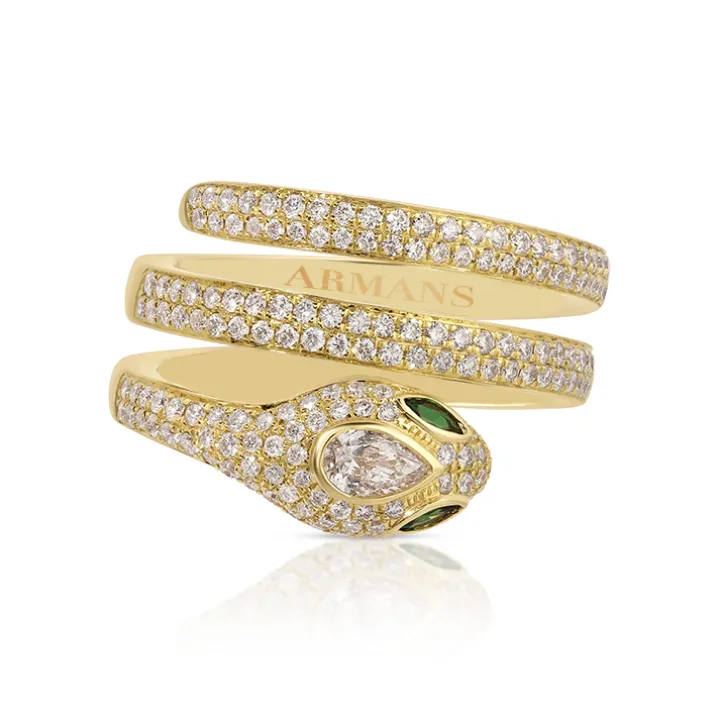 Diamond Spiral Snake Ring
