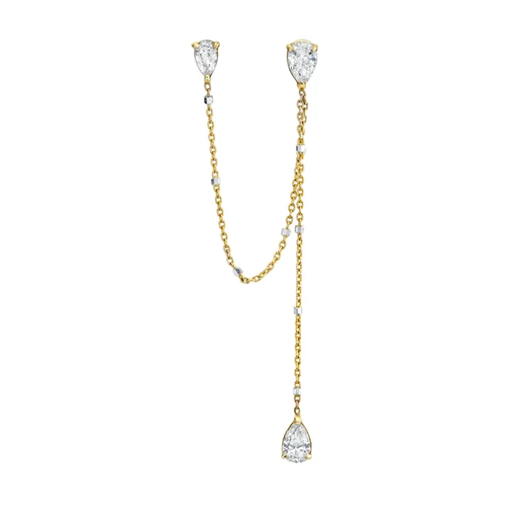 Diamond Trio Chain Drop Earrings