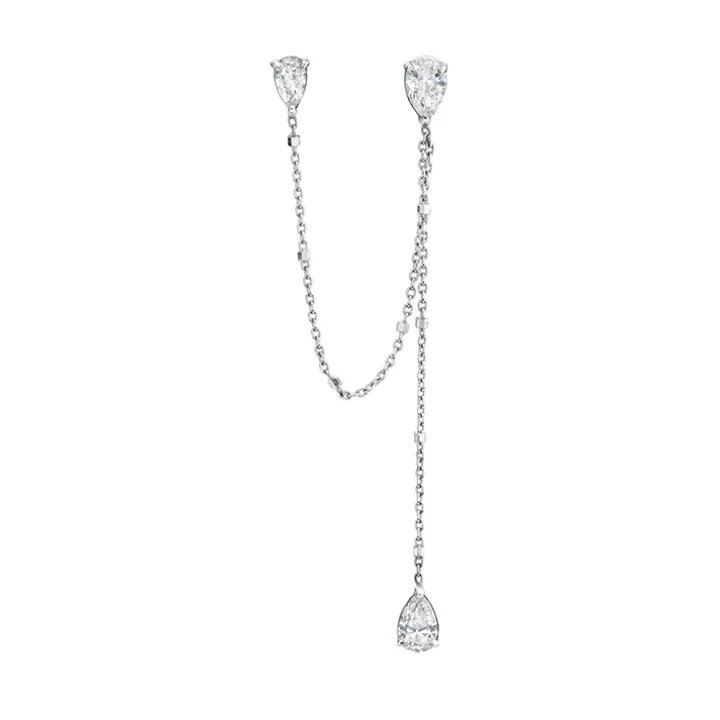 Diamond Trio Chain Drop Earrings