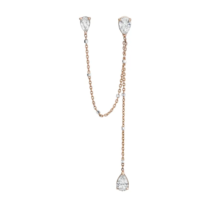 Diamond Trio Chain Drop Earrings