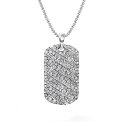 Diamond Wave Dog Tag Necklace