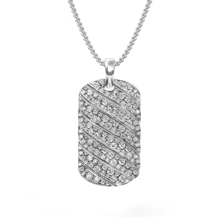 Diamond Wave Dog Tag Necklace